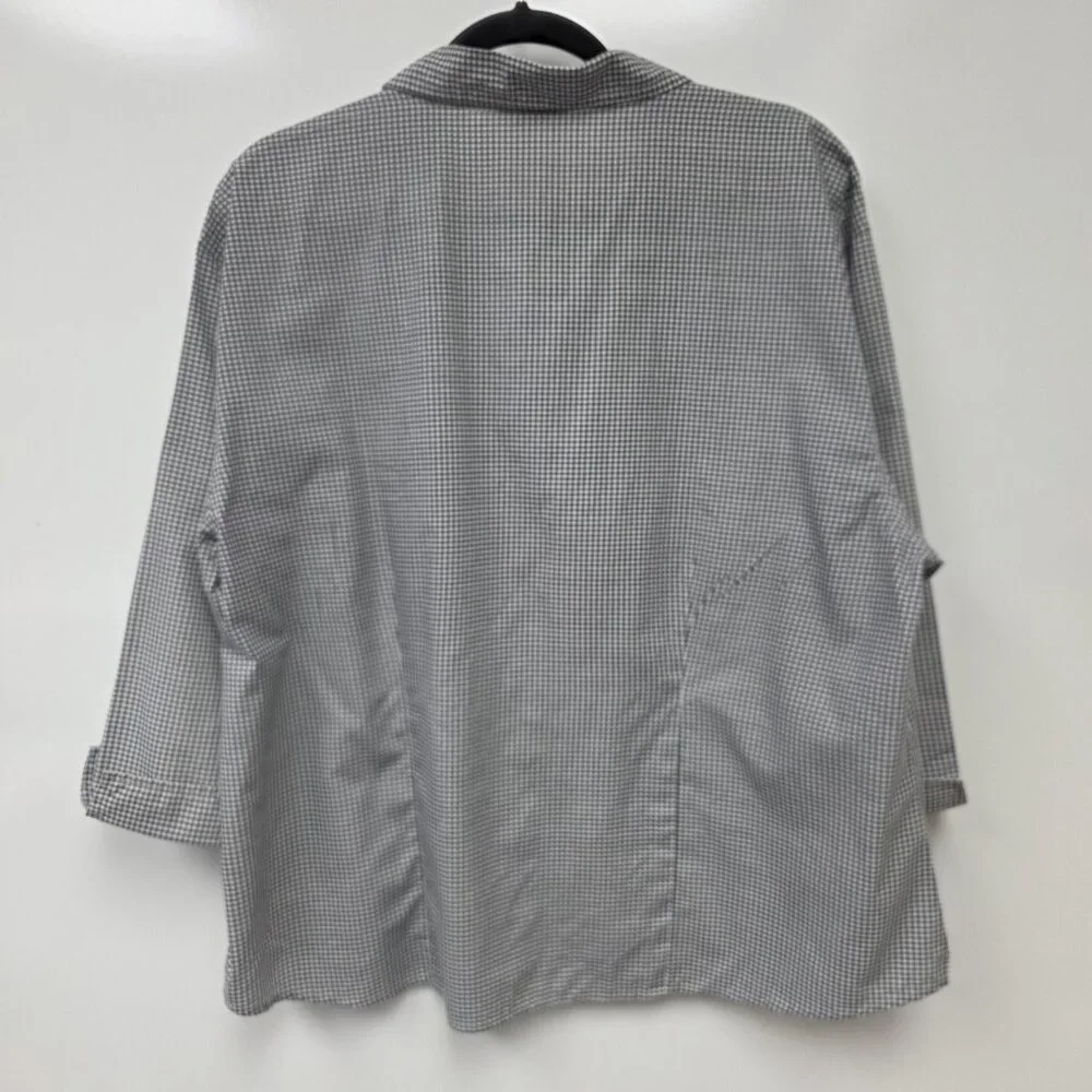 Las Olas Shirt Womens 1X Black Check Button 50s Rock Car Dancers Embroidered Top - Picture 5 of 10